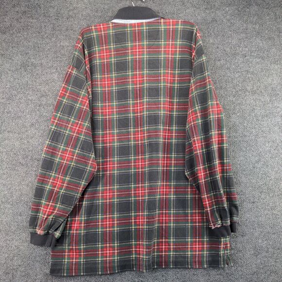 The Disney Store Mens Mickey Mouse Polo Shirt Red Plaid XXL Long Sleeve Cotton - Picture 5 of 13